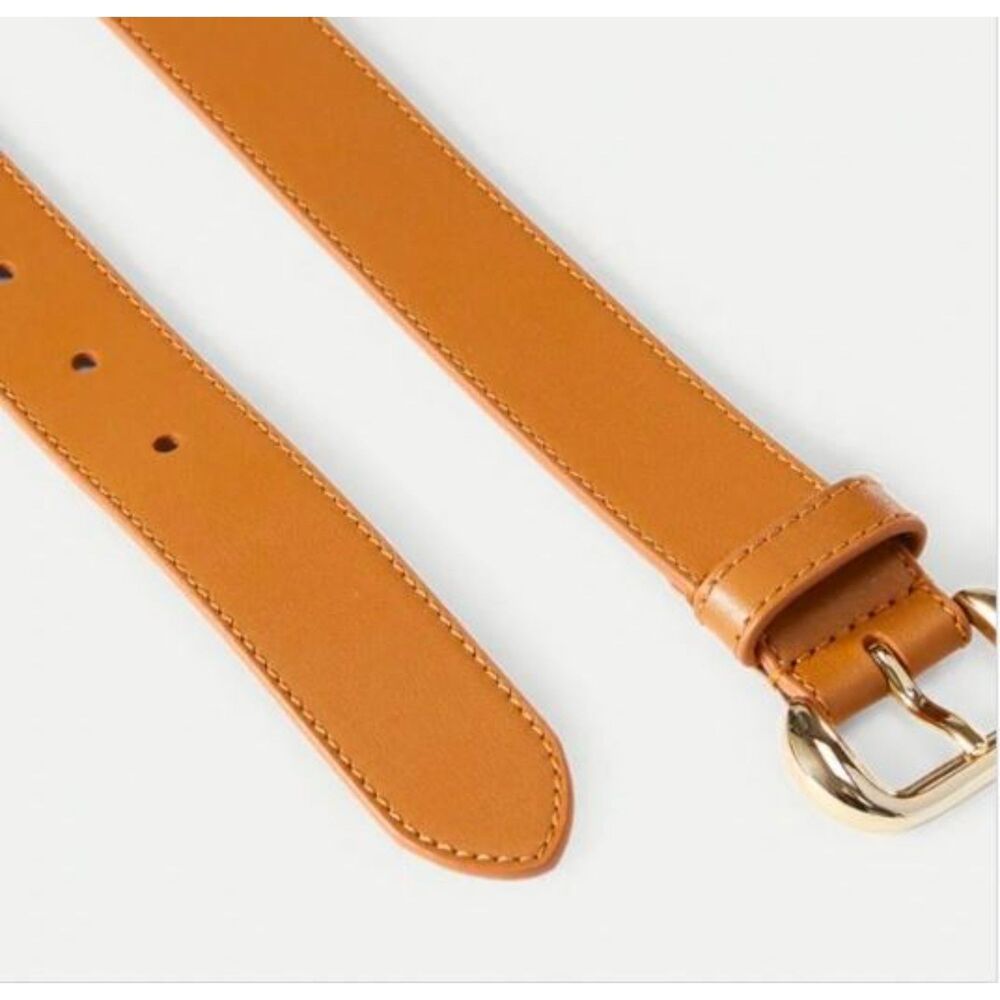 Veronica Beard GAVAZZENI Women's Jane Leather Gold Buckle Belt NWT 155 Brown Med